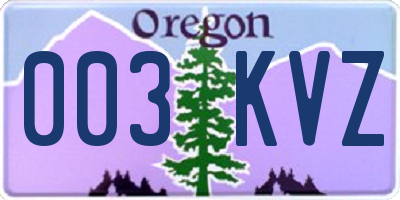 OR license plate 003KVZ