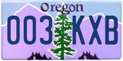OR license plate 003KXB
