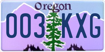OR license plate 003KXG