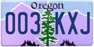 OR license plate 003KXJ