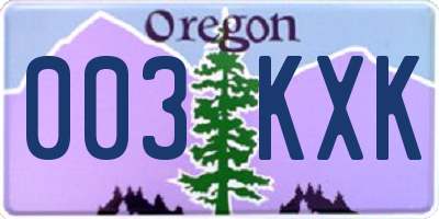 OR license plate 003KXK