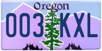 OR license plate 003KXL