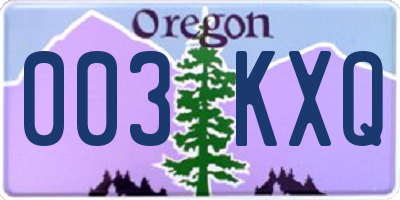 OR license plate 003KXQ