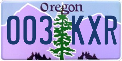 OR license plate 003KXR