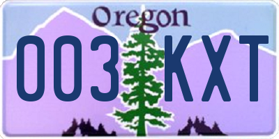 OR license plate 003KXT
