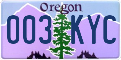 OR license plate 003KYC