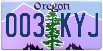OR license plate 003KYJ