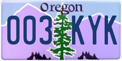 OR license plate 003KYK