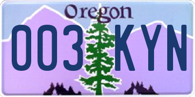 OR license plate 003KYN