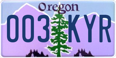 OR license plate 003KYR