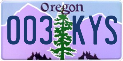 OR license plate 003KYS