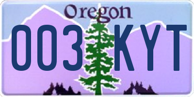 OR license plate 003KYT