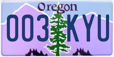 OR license plate 003KYU