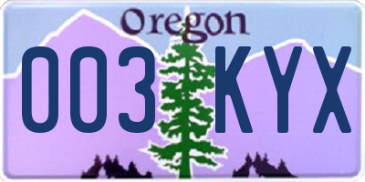 OR license plate 003KYX