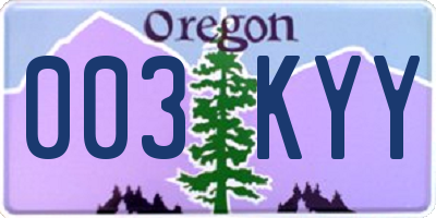 OR license plate 003KYY