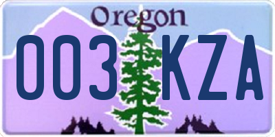 OR license plate 003KZA
