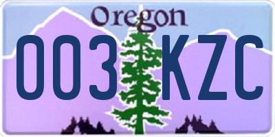 OR license plate 003KZC