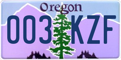 OR license plate 003KZF