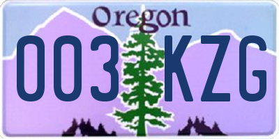 OR license plate 003KZG