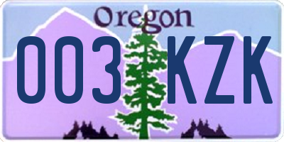 OR license plate 003KZK