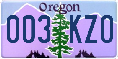 OR license plate 003KZO