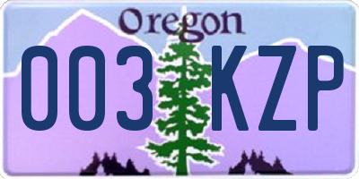 OR license plate 003KZP