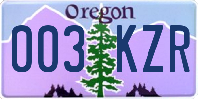 OR license plate 003KZR