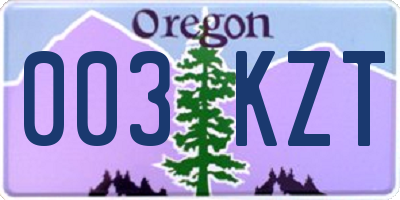 OR license plate 003KZT