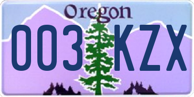 OR license plate 003KZX