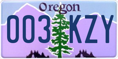 OR license plate 003KZY