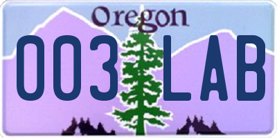 OR license plate 003LAB