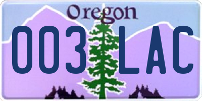 OR license plate 003LAC