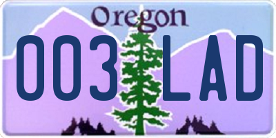 OR license plate 003LAD