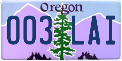 OR license plate 003LAI