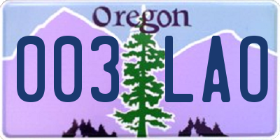OR license plate 003LAO