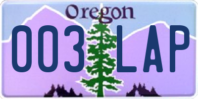 OR license plate 003LAP