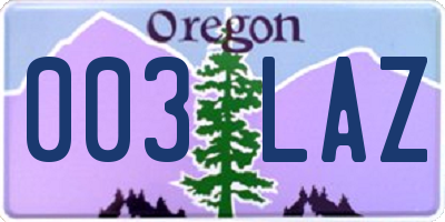 OR license plate 003LAZ