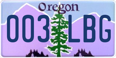 OR license plate 003LBG