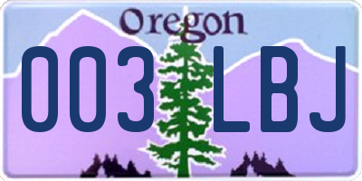 OR license plate 003LBJ