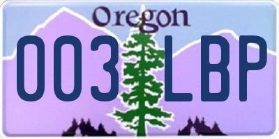 OR license plate 003LBP