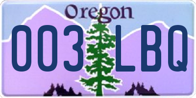 OR license plate 003LBQ