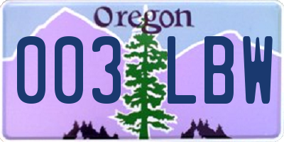 OR license plate 003LBW