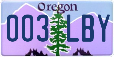OR license plate 003LBY