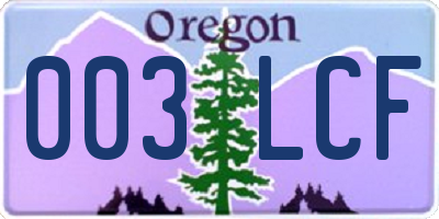 OR license plate 003LCF