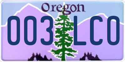 OR license plate 003LCO