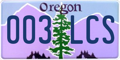 OR license plate 003LCS