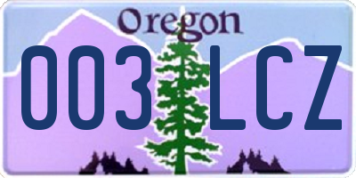 OR license plate 003LCZ