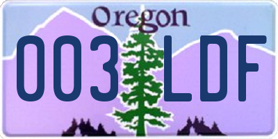 OR license plate 003LDF