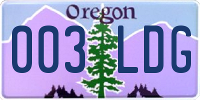 OR license plate 003LDG