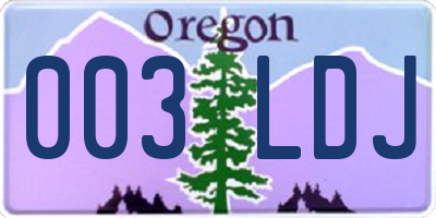 OR license plate 003LDJ